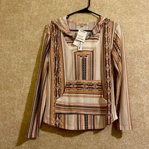 Lightweight, hoodie shirt with tribal prints. Brand new and never worn! NWT!